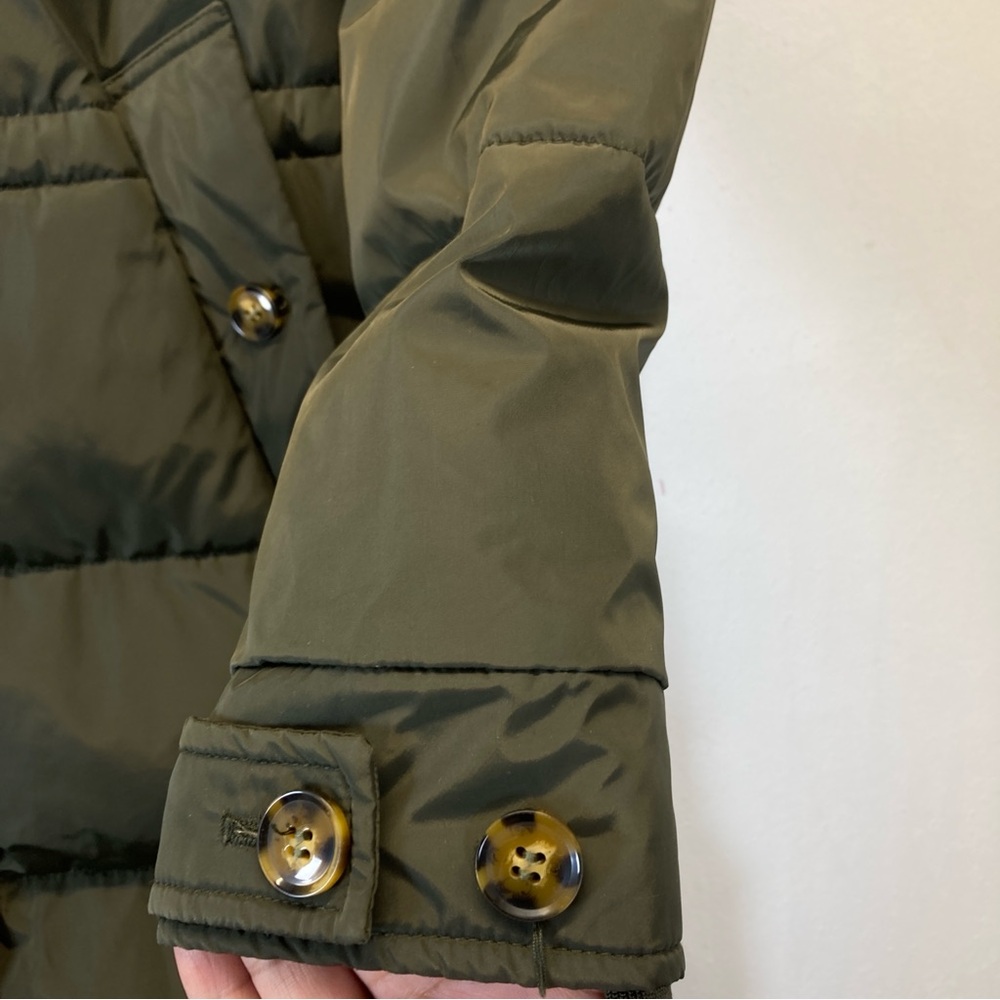 Orolay Down Puffer Jacket Womens Small Green Hooded Long Full Zip Snap Pockets - Picture 3 of 16